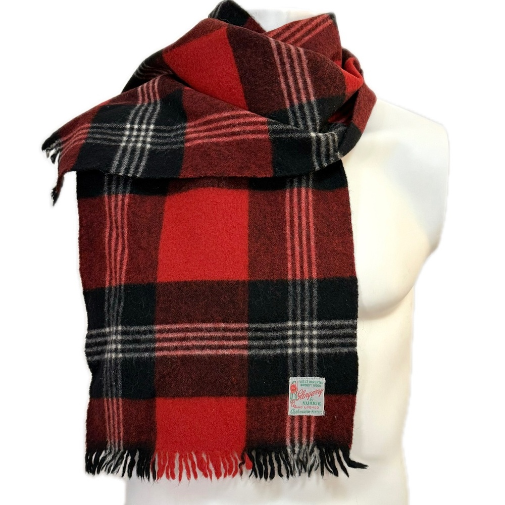 Vintage Glengarry by Currie scarf - Red, black & white